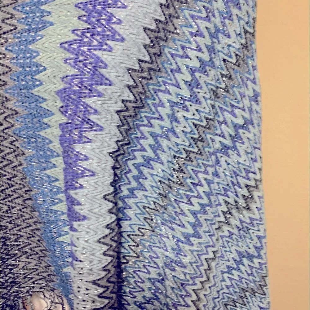 Auth NWOT Missoni Orange Label Zig Zag Chevron Stripe Cropped Poncho Wrap Shawl - Picture 5 of 13